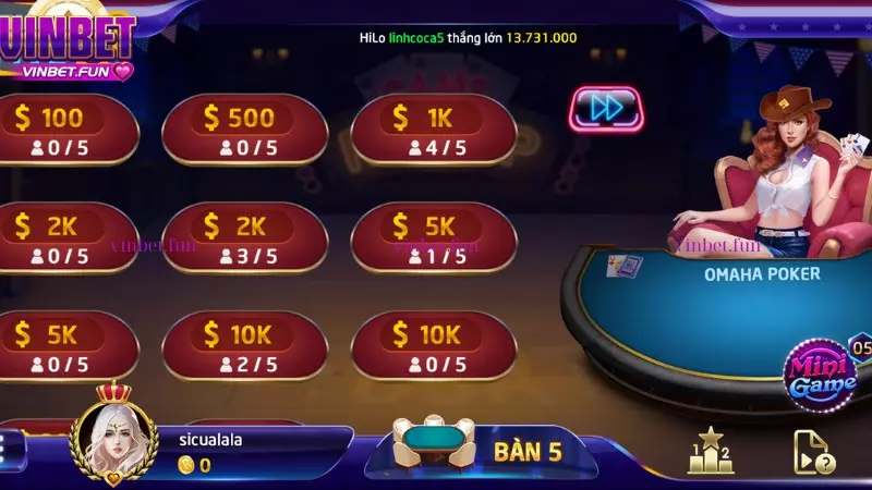 Omaha Poker tại nhà cái Vinbet